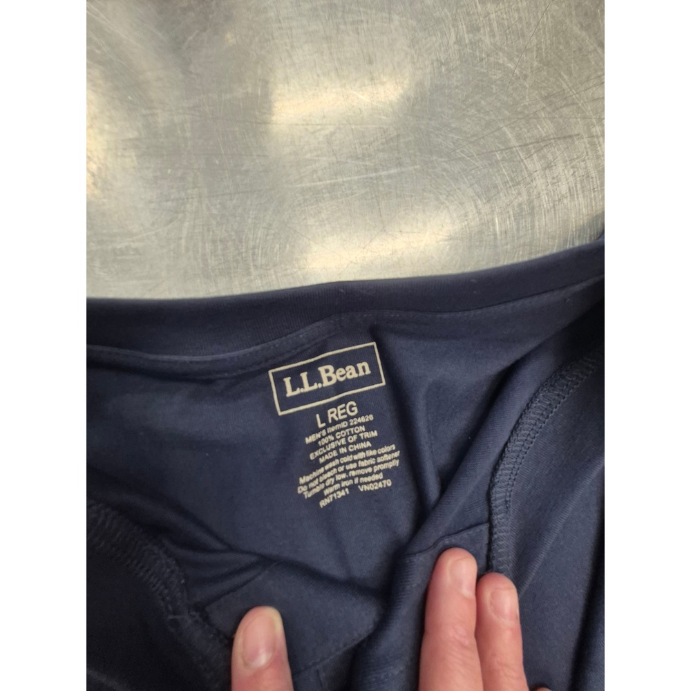 L.L.Bean Henley Shirt Mens Casual Button Short Sleeve Navy Blue L - Picture 4 of 4
